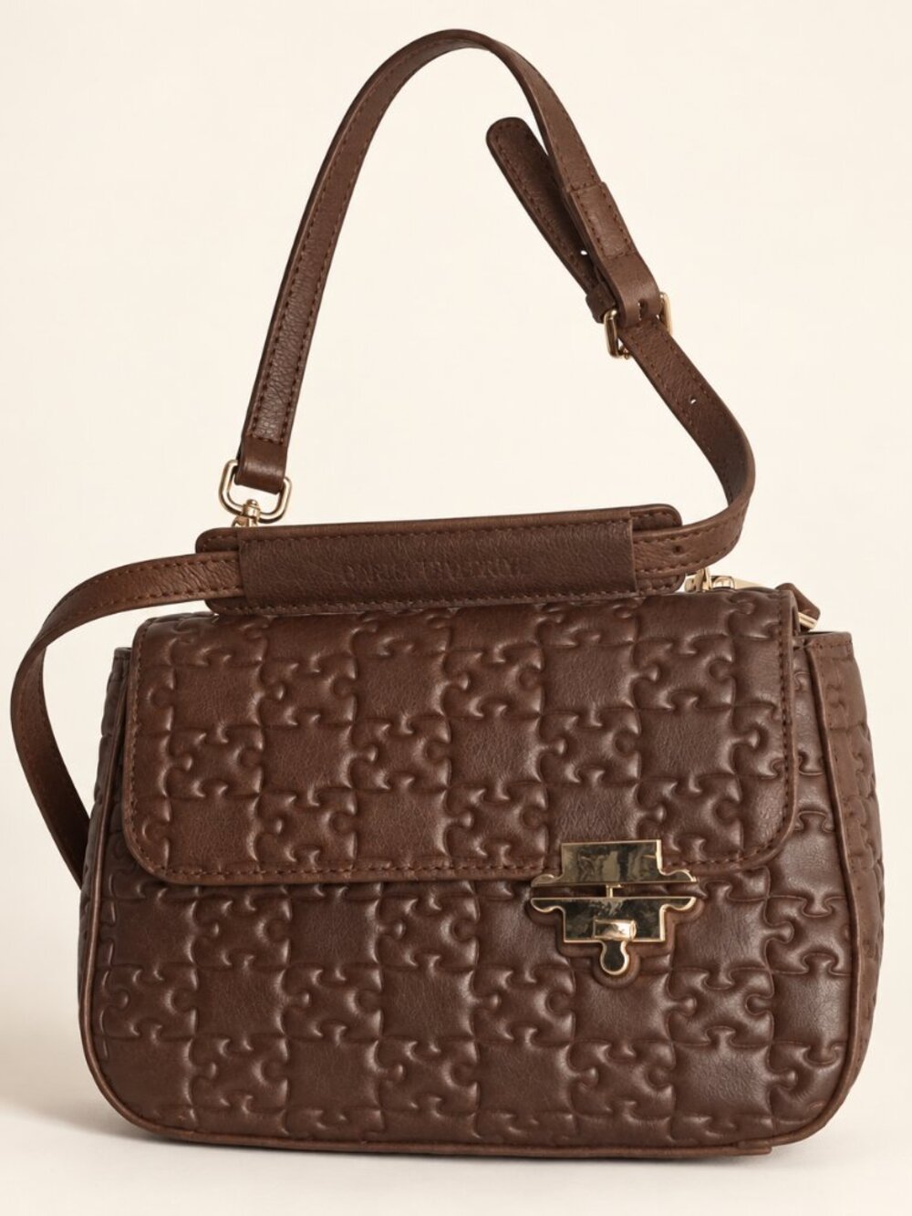 Daniel Diyepriye Brown Puzzle Embossed Crossbody Bag